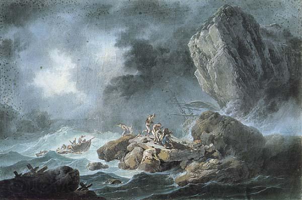 Jean Pillement Seascape with a Shipwreck Norge oil painting art